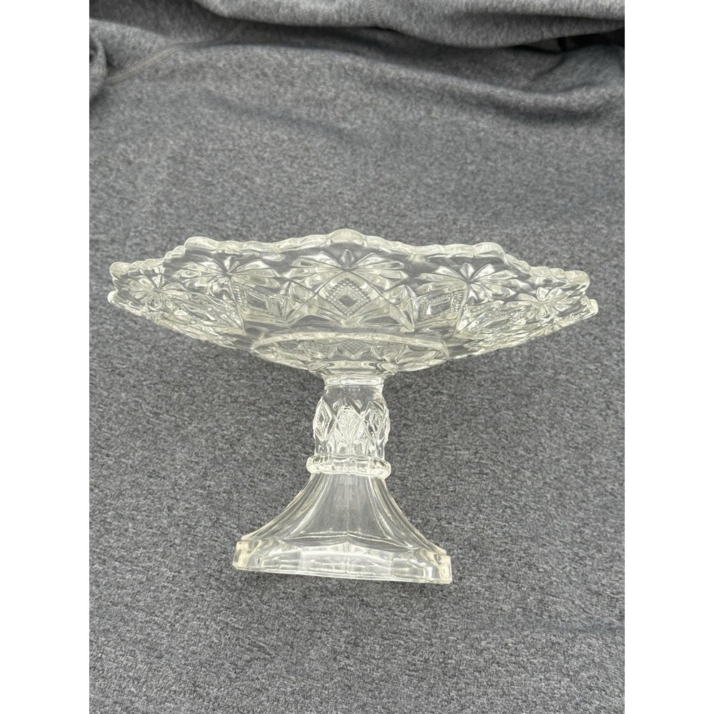 Antique US Glass EAPG Circa 1896 Shoshone‎ 9" Pedestal Cake Stand Pattern #15056